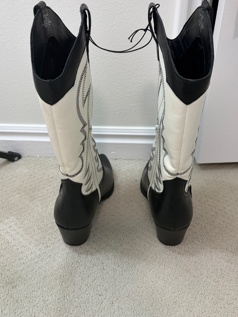 Indigo Black and White Heeled Boots - Picture 6 of 9